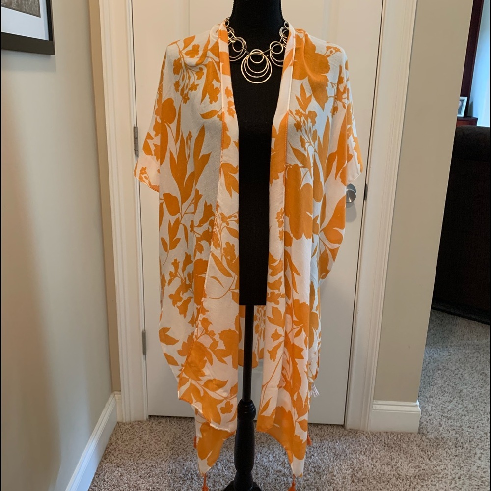 White and Orange Wrap with Sleeves